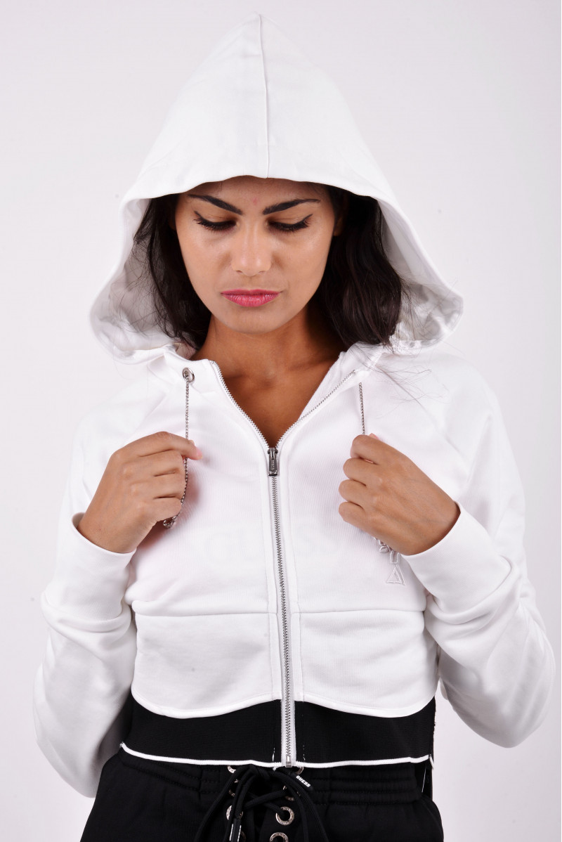 GUESS FELPA ZIP CAPPUCCIO JEANSERIA