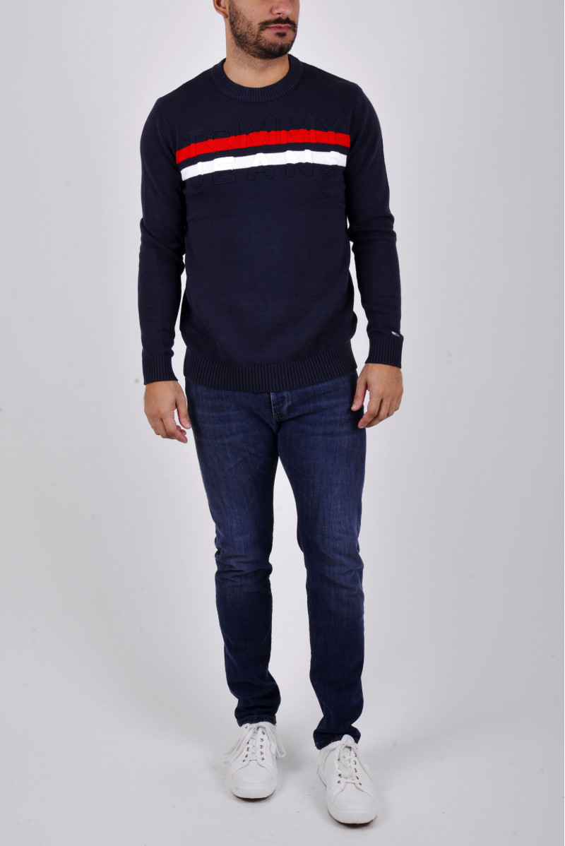 TOMMY HILFIGER MAGLIA GIROCOLLO JEANSERIA
