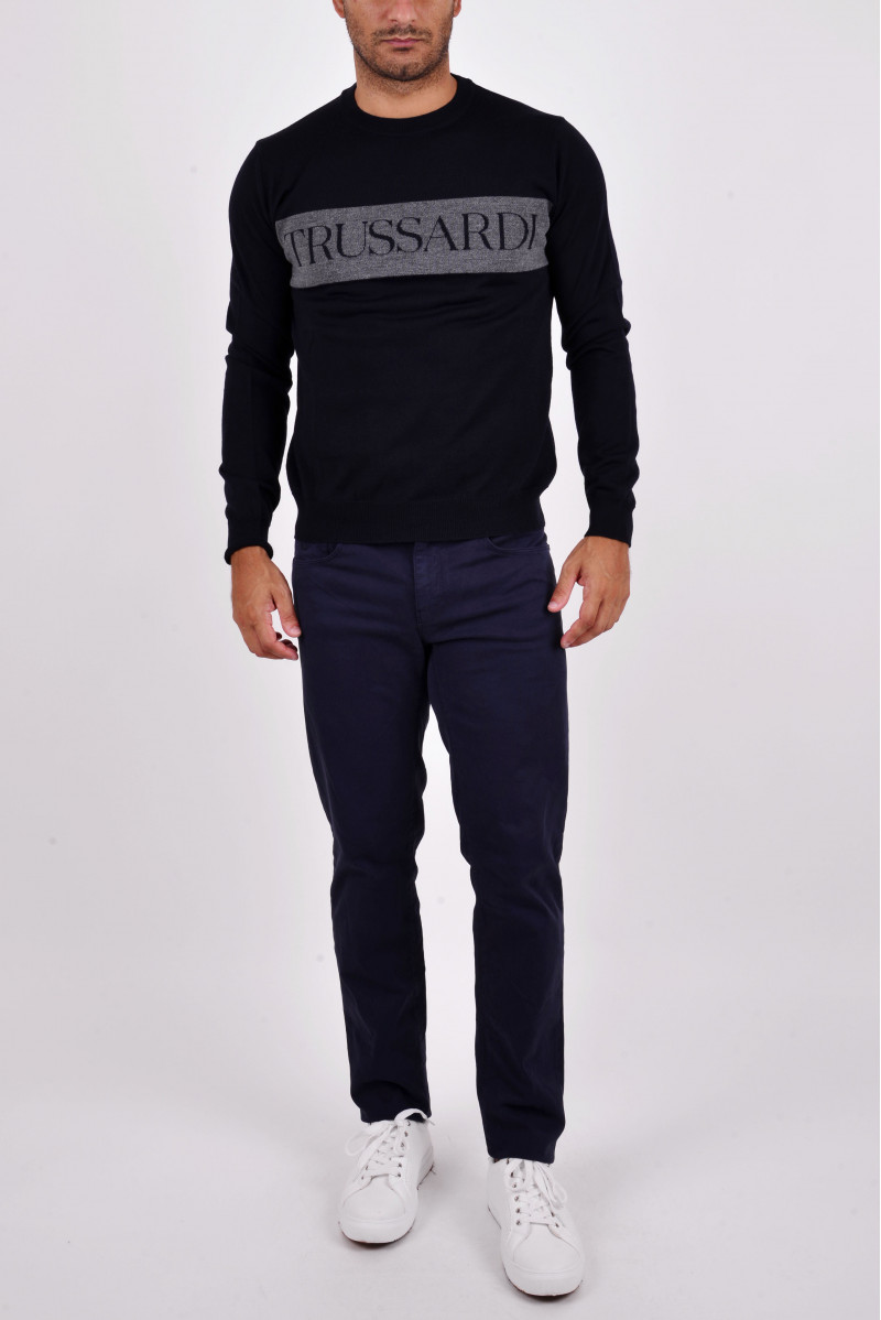 TRUSSARDI MAGLIA GIROCOLLO JEANSERIA