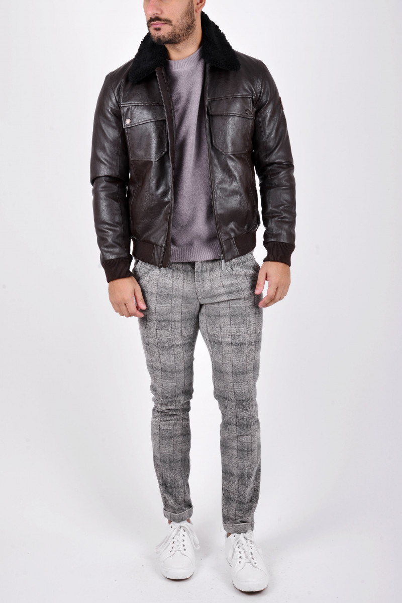 TRUSSARDI GIUBBOTTO ECOPELLE JEANSERIA