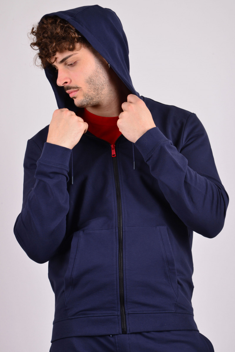 GUESS FELPA ZIP CAPPUCCIO JEANSERIA