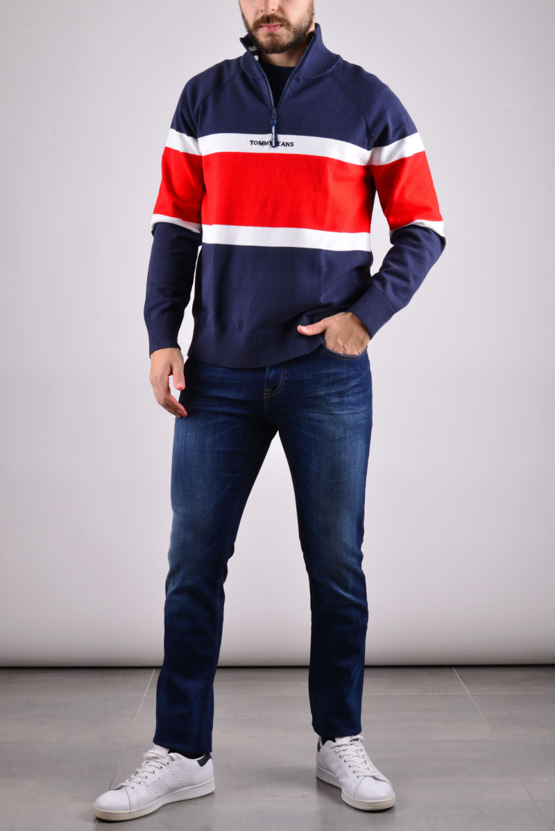 TOMMY HILFIGER MAGLIA MEZZA ZIP JEANSERIA