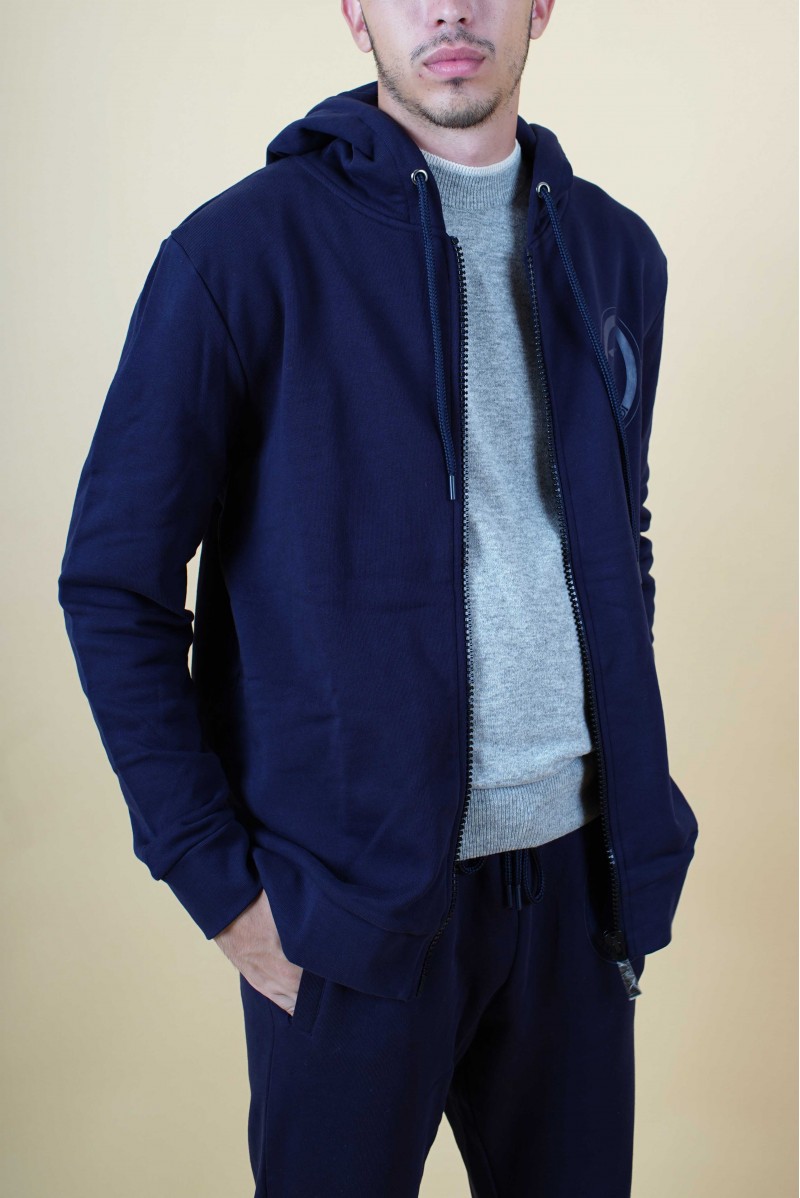 TRUSSARDI FELPA ZIP CAPPUCCIO JEANSERIA