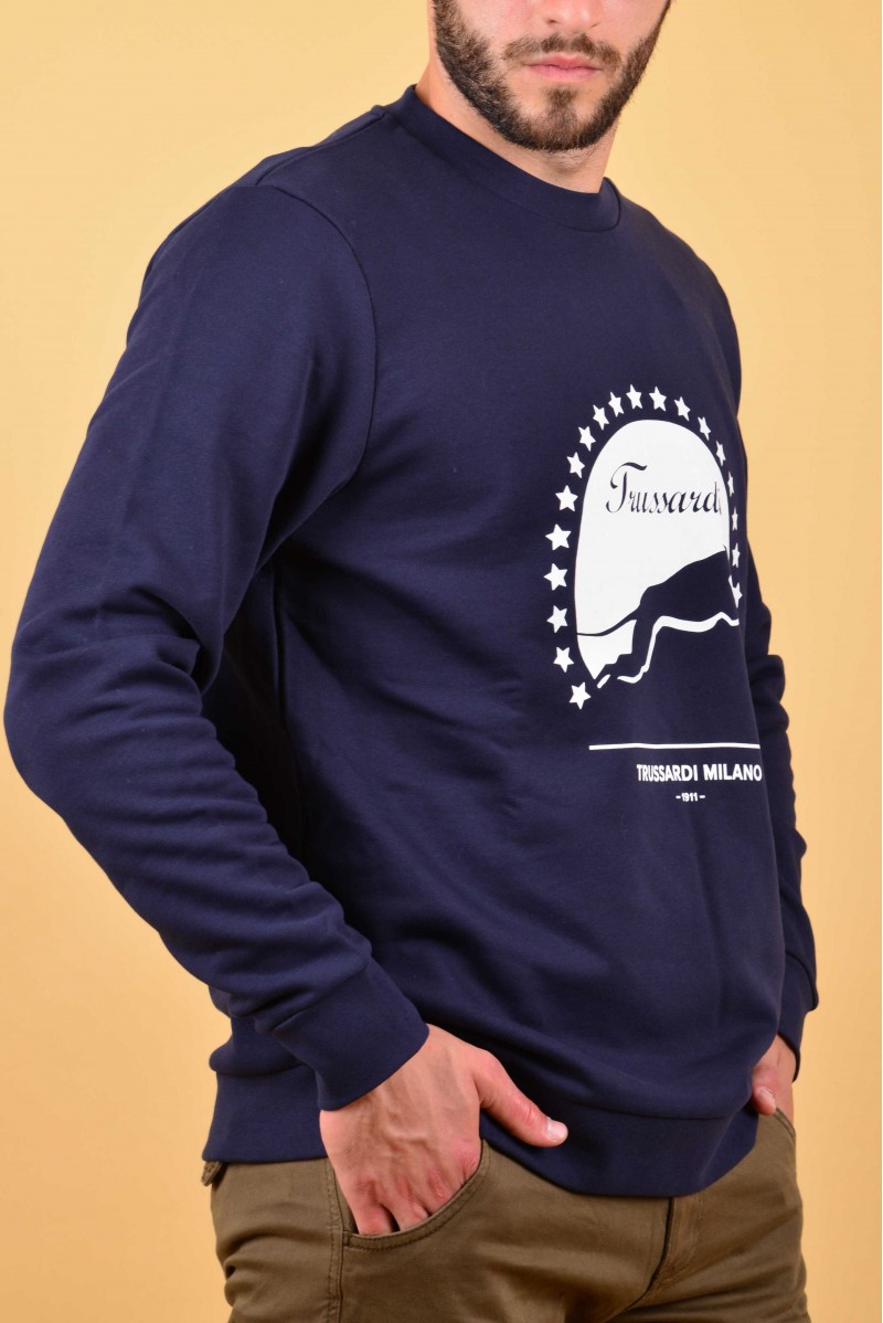 TRUSSARDI FELPA GIROCOLLO JEANSERIA