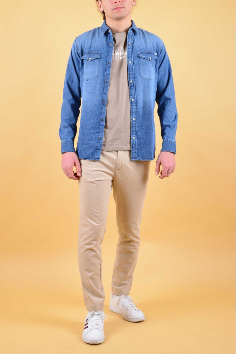 JACK & JONES CAMICIA JEANS ML CASUAL