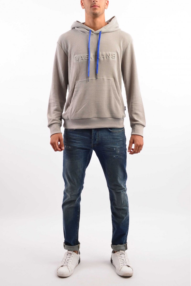 GAS MAGLIA CON CAPPUCCIO JEANSERIA
