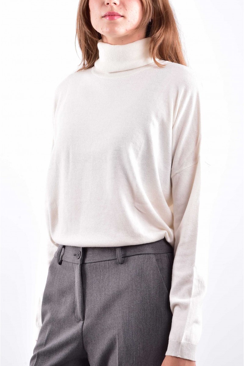 WHITE WISE MAGLIA COLLO ALTO CASUAL
