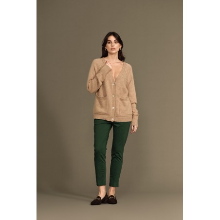 PANTALONE CON SPACCHETTO E VITA ELASTICIZZATA - WW18401