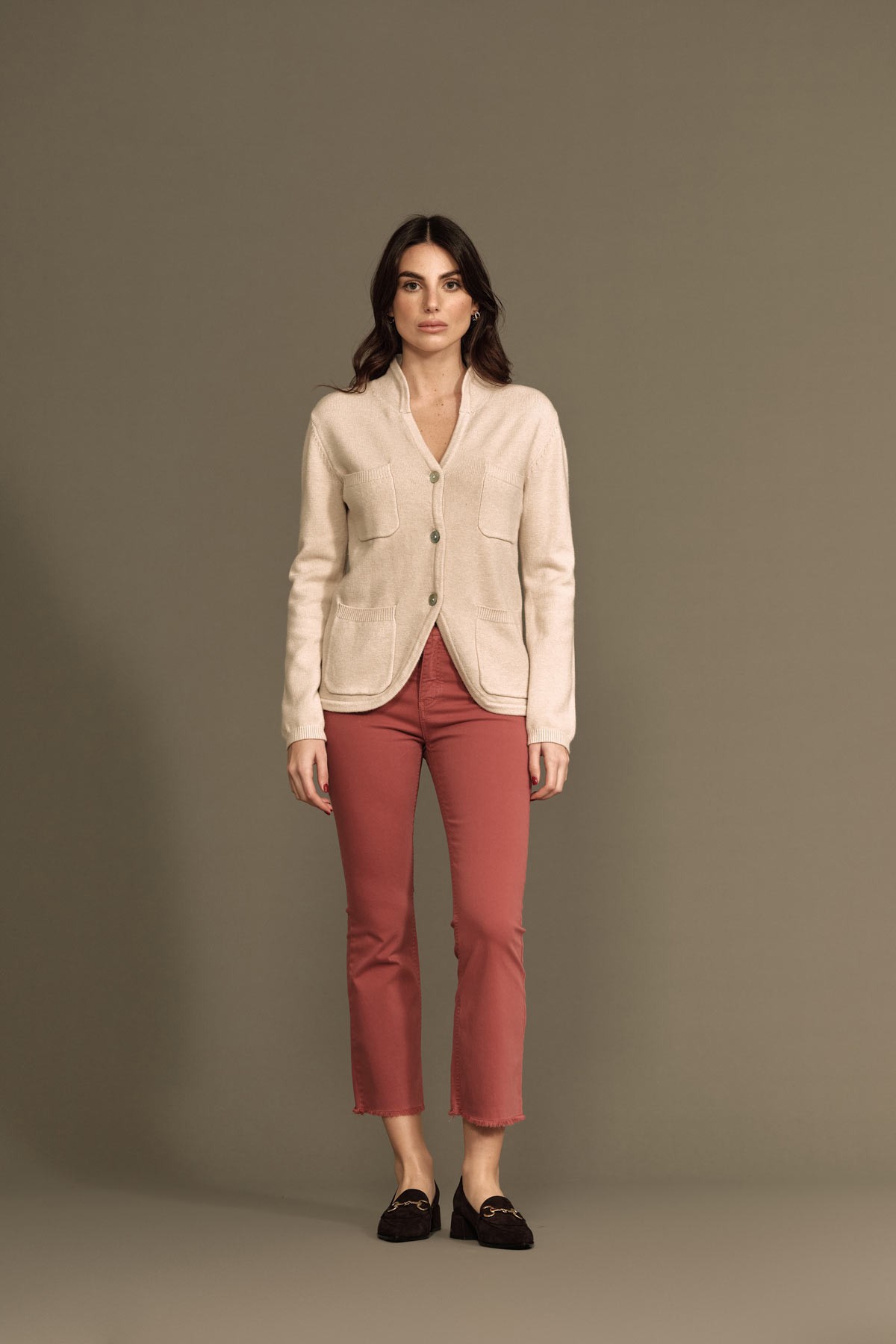 PANTALONE A ZAMPA SFRANGIATO GABARDINA - WW18410