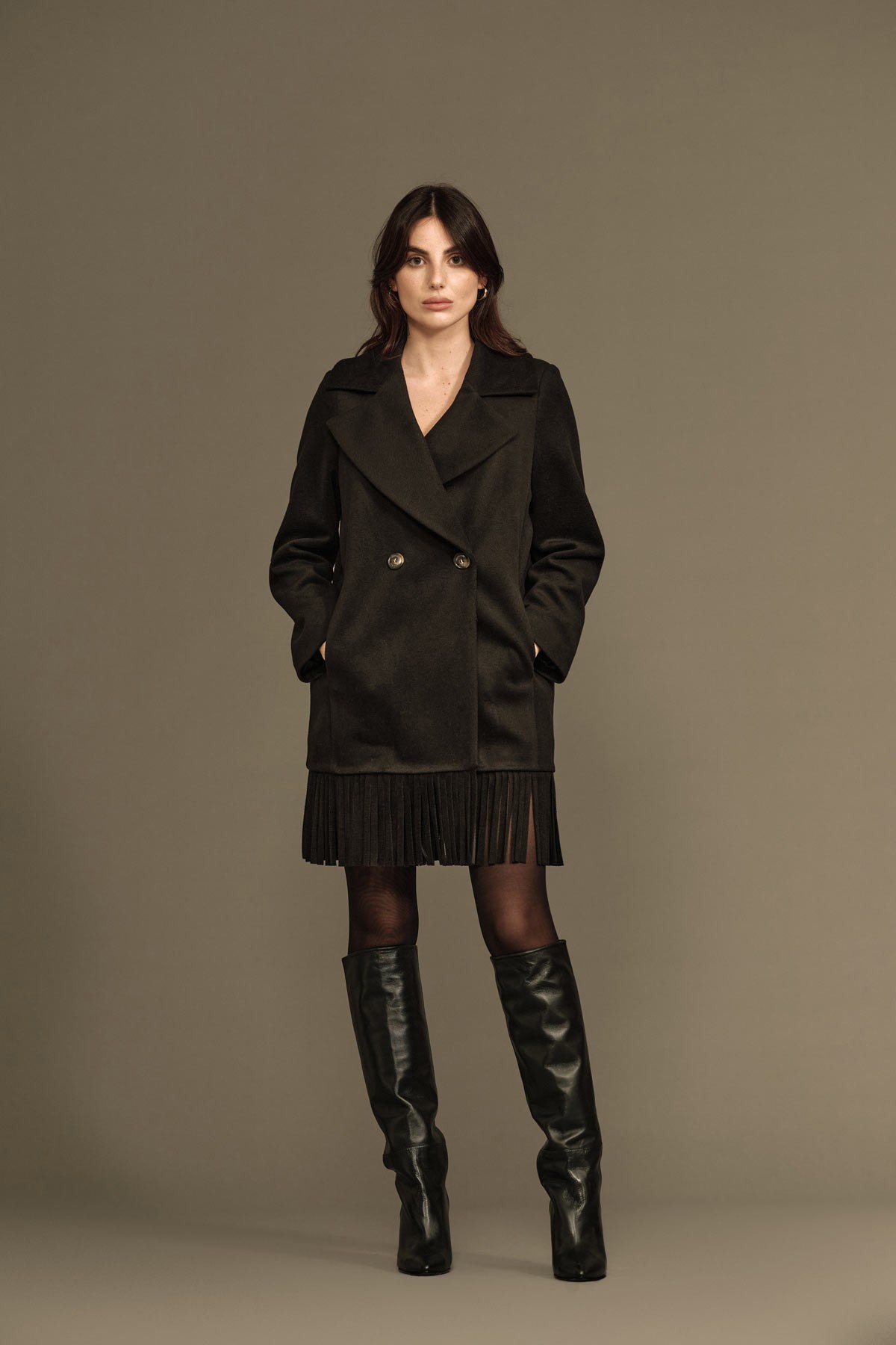 CAPPOTTO DOPPIOPETTO CON FRANGE - WW18481