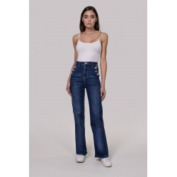 PETRA-JEANS FLARE HIGH WAIST CON BOTTONI GIOIELLO - WW19302