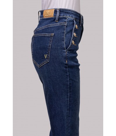 PETRA-JEANS FLARE HIGH WAIST CON BOTTONI GIOIELLO - WW19302