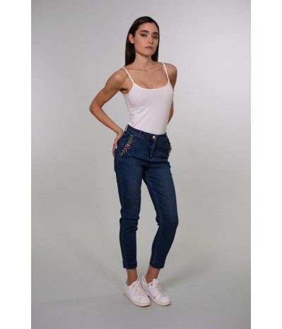 DAFNE-SKINNY JEANS CON SPACCHETTO E APPLICAZIONI - WW19319