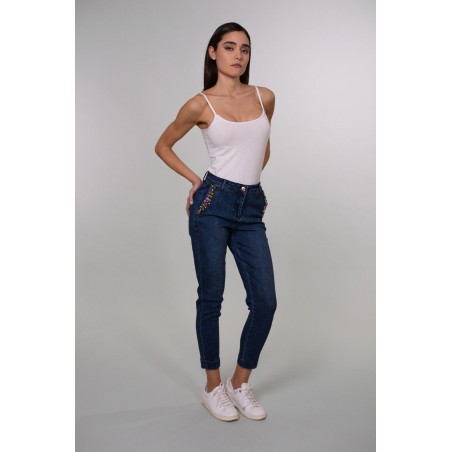 DAFNE-SKINNY JEANS CON SPACCHETTO E APPLICAZIONI - WW19319