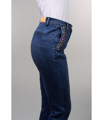 DAFNE-SKINNY JEANS CON SPACCHETTO E APPLICAZIONI - WW19319