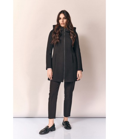 CAPPOTTO IN NEOPRENE CON ZIP E CAPPUCCIO - WW19425