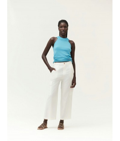 TOP IN MAGLIA DI VISCOSA CON SCOLLO ALL'AMERICANA - WW30003