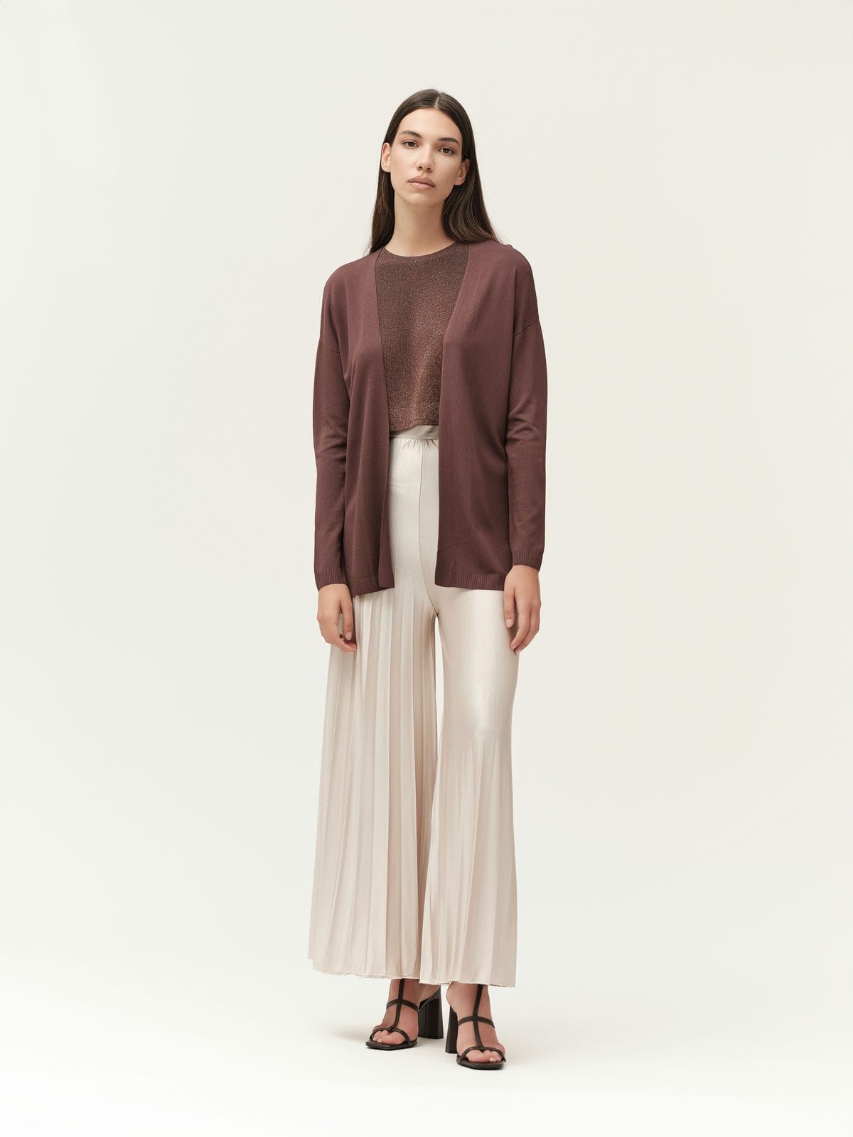 TOP IN MAGLIA CON BOTTONI ORO SUL RETRO - WW30018