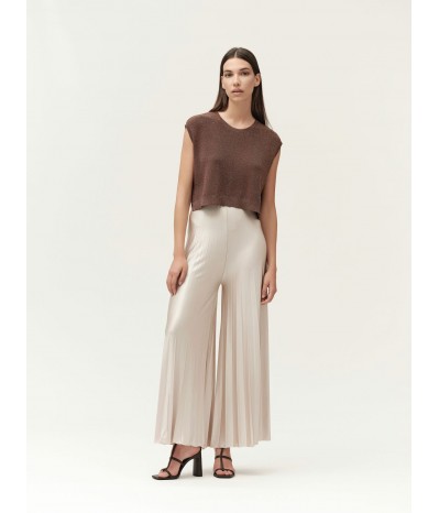TOP IN MAGLIA CON BOTTONI ORO SUL RETRO - WW30018