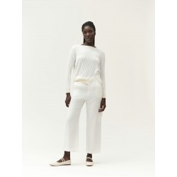 MAGLIA CON SPACCO E SCOLLO A V RIB A CONSTRASTO - WW30039
