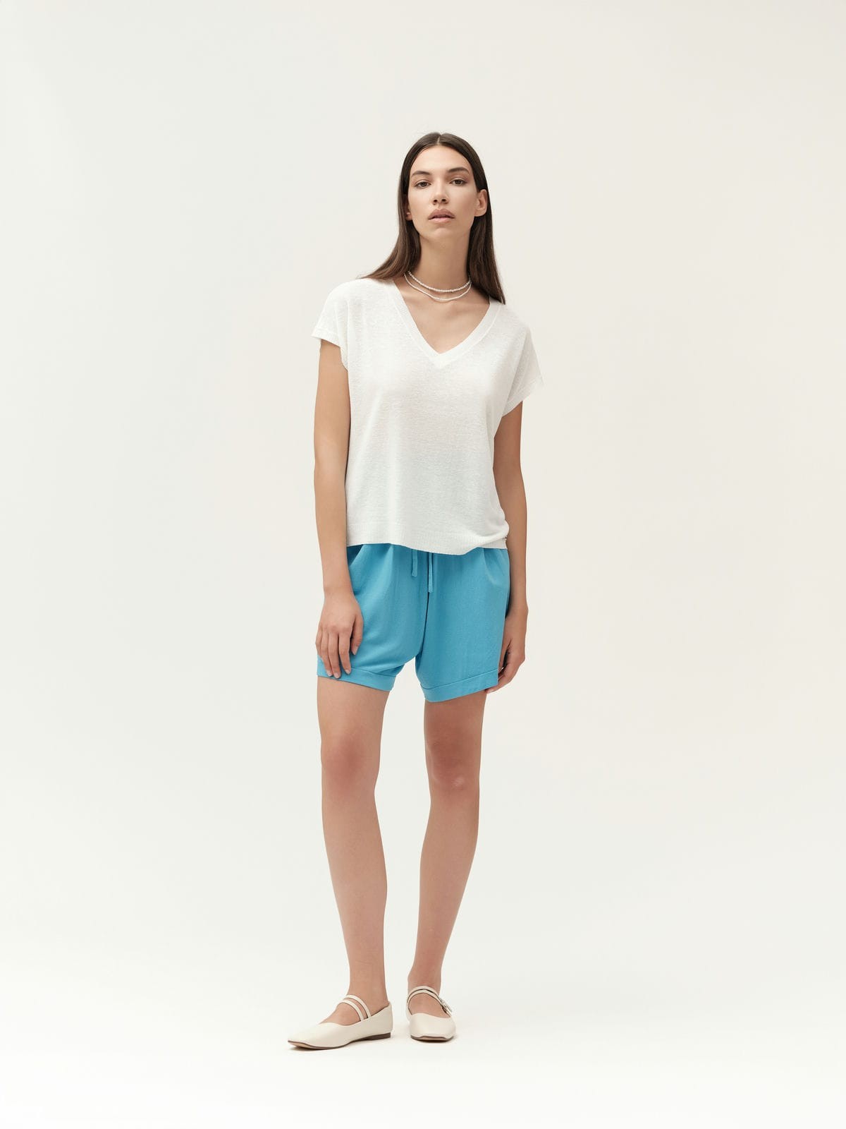 GILET IN MAGLIA SCOLLO A V IN MISTOLINO - WW30043