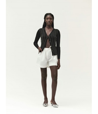 CARDIGAN A COSTE CON FRANGE STRASS - WW30058