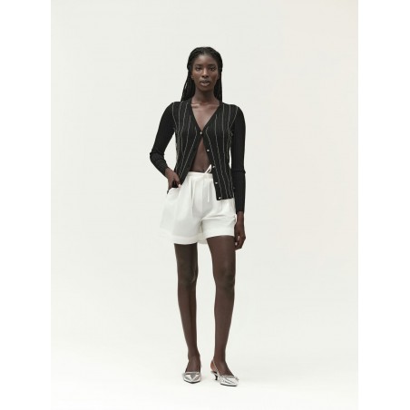 CARDIGAN A COSTE CON FRANGE STRASS - WW30058