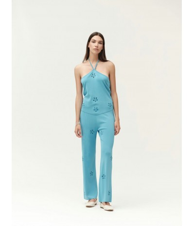 TOP SCOLLO AMERICA CON FIORI LUREX - WW30063