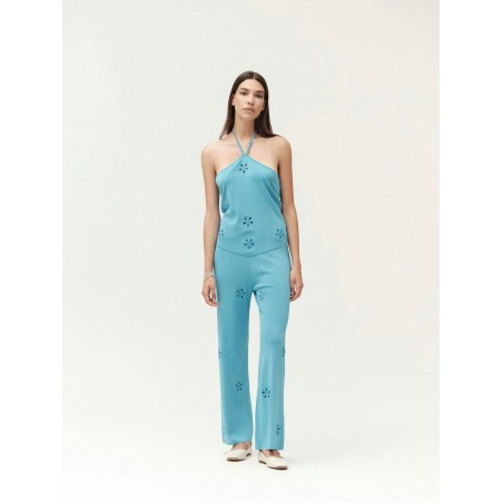 TOP SCOLLO AMERICA CON FIORI LUREX - WW30063