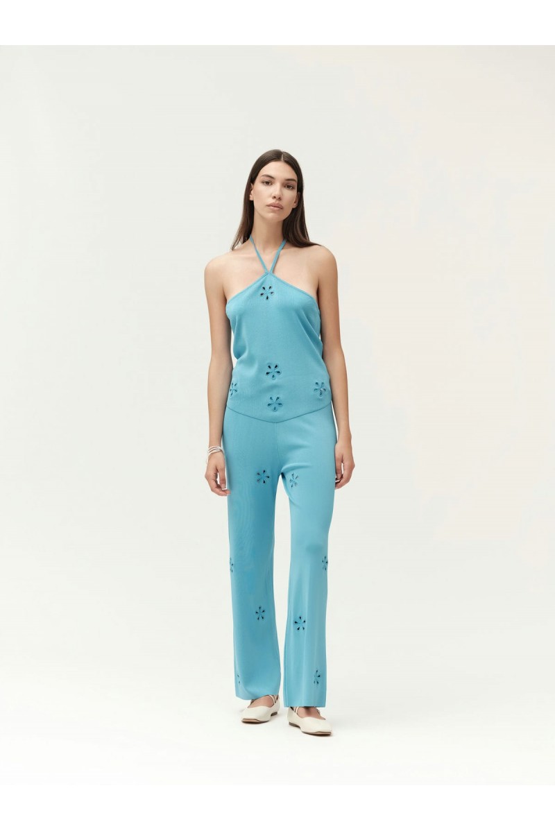 TOP SCOLLO AMERICA CON FIORI LUREX - WW30063