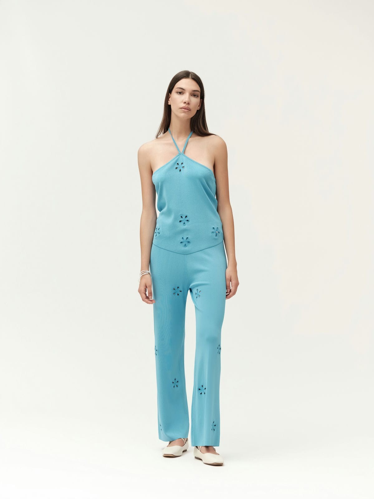 TOP SCOLLO AMERICA CON FIORI LUREX - WW30063