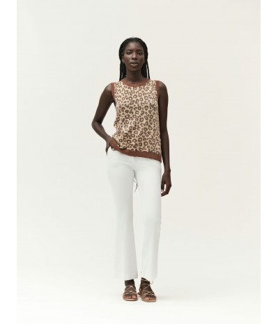 SMANICATO IN MAGLIA FANTASIA ANIMALIER - WW30083