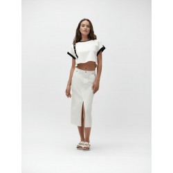 CROP TOP BICOLORE CON BOTTONI ORO - WW30108