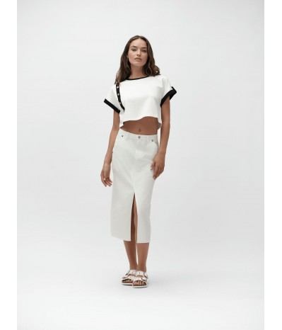 CROP TOP BICOLORE CON BOTTONI ORO - WW30108
