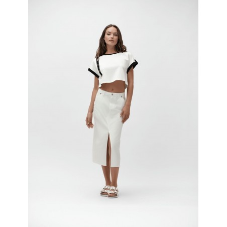 CROP TOP BICOLORE CON BOTTONI ORO - WW30108