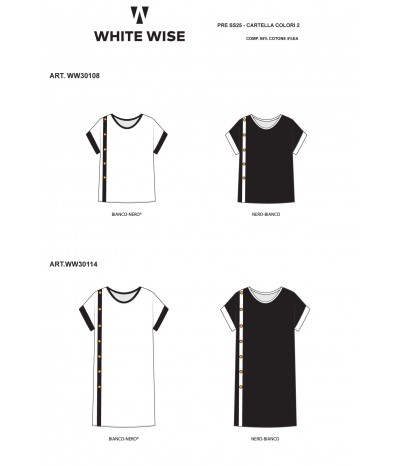 ABITO T-SHIRT BICOLORE CON BOTTONI ORO - WW30114