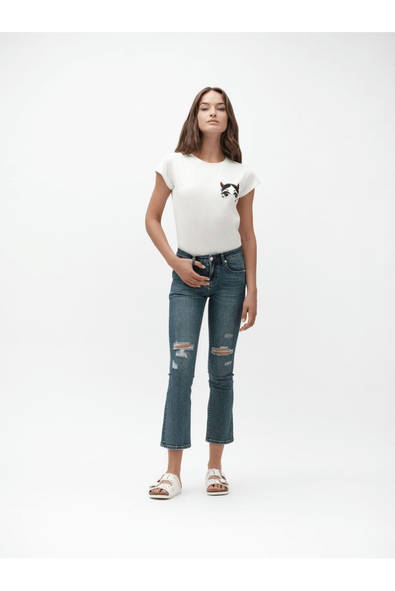 WHITE WISE T SHIRT STAMPA DIAVOLETTO - WW30129 
