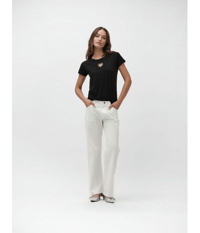 T SHIRT CON CUORE CUT OUT E STRASS - WW30160