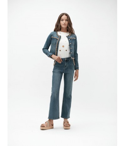 GABRY - GIUBBOTTO JEANS SCOLLO CHANEL CON CATENE - WW30216