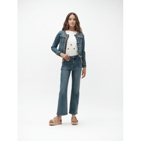 GABRY - GIUBBOTTO JEANS SCOLLO CHANEL CON CATENE - WW30216