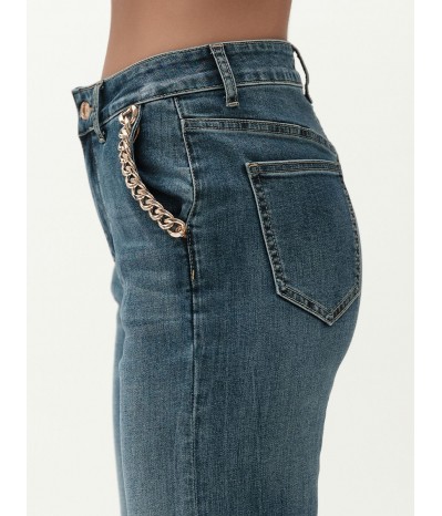 PETRA -  JEANS FLARE HIGH WAIST CON CATENE ORO - WW30217