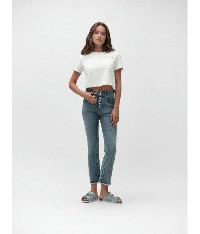 PAULINE - JEANS FLARE SUPER HIGH WAIST SFRANGIATO - WW30219