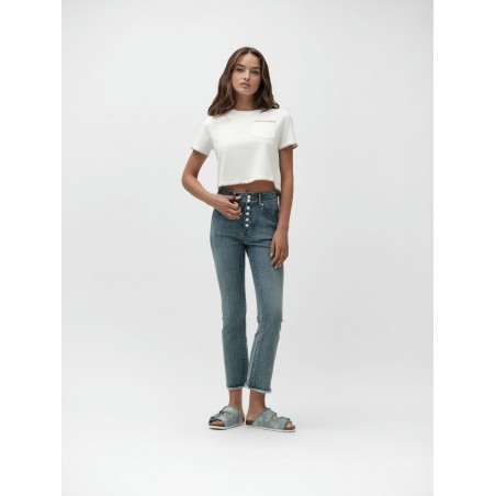 PAULINE - JEANS FLARE SUPER HIGH WAIST SFRANGIATO - WW30219