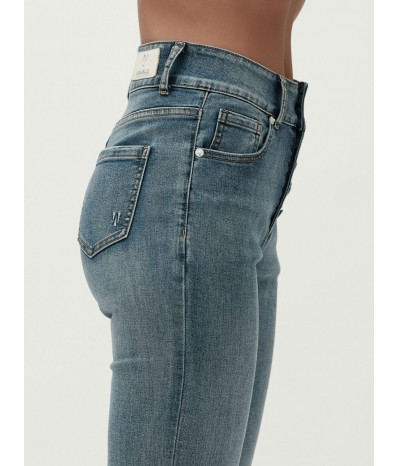 PAULINE - JEANS FLARE SUPER HIGH WAIST SFRANGIATO - WW30219