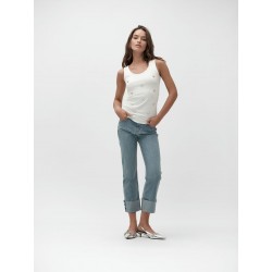 MARY - JEANS CON RISVOLTO E BOTTONI GIOIELLO - WW30222
