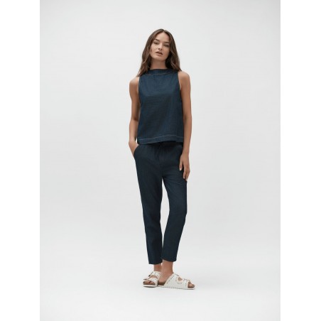 TOP IN CHAMBRAY CON ABBOTTONATURA DIETRO - WW30261