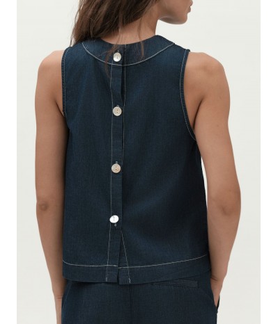 TOP IN CHAMBRAY CON ABBOTTONATURA DIETRO - WW30261