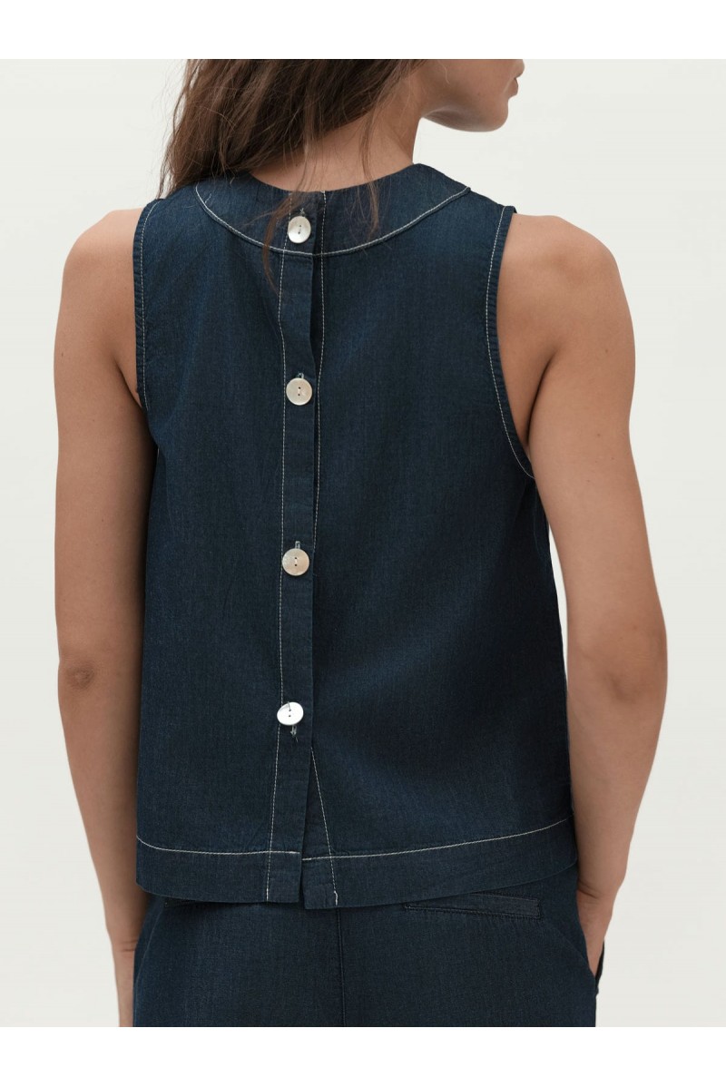 WHITE WISE TOP IN CHAMBRAY CON ABBOTTONATURA DIETRO - WW30261 