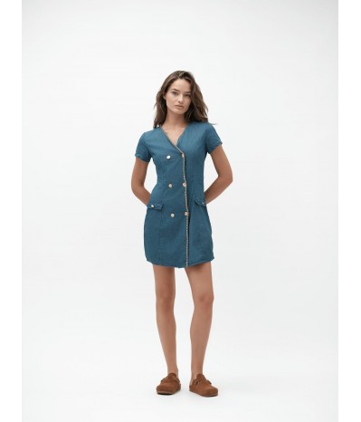 ABITO DOPPIOPETTO IN CHAMBRAY CON BOTTONI ORO - WW30262