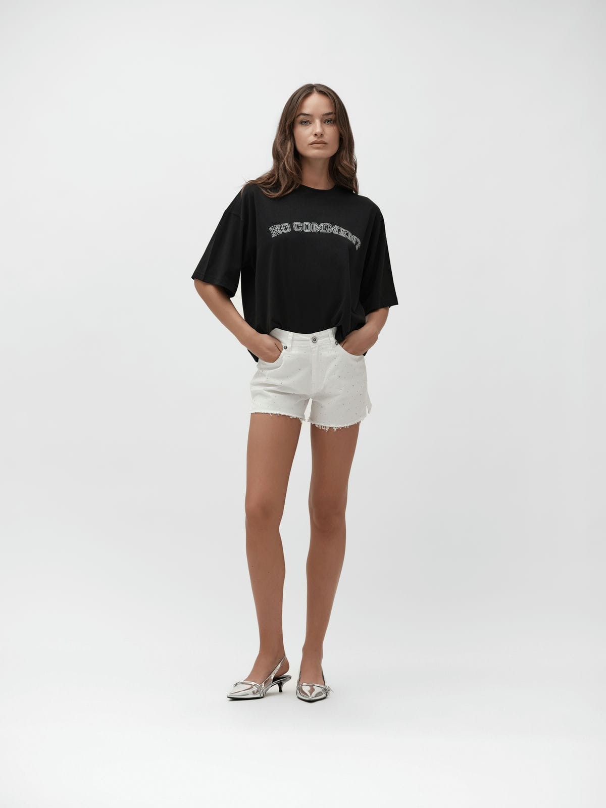 SHORTS IN BULL CON SPACCHETTO CON STRASS - WW30284